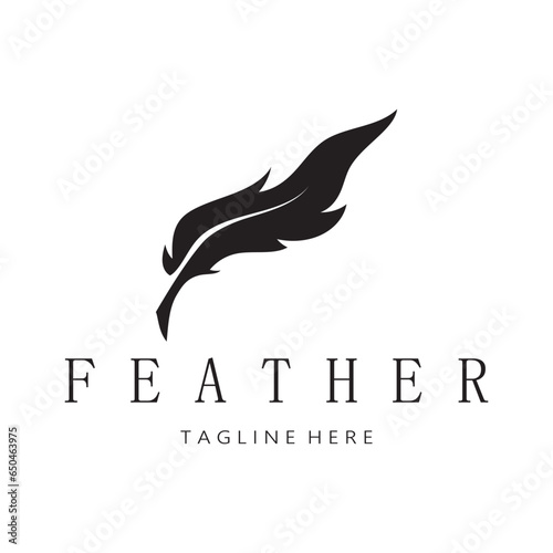 Feather logo, feather pen logo, law firm feather logo vector simple design