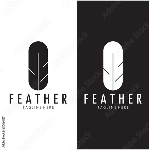 Feather logo, feather pen logo, law firm feather logo vector simple design