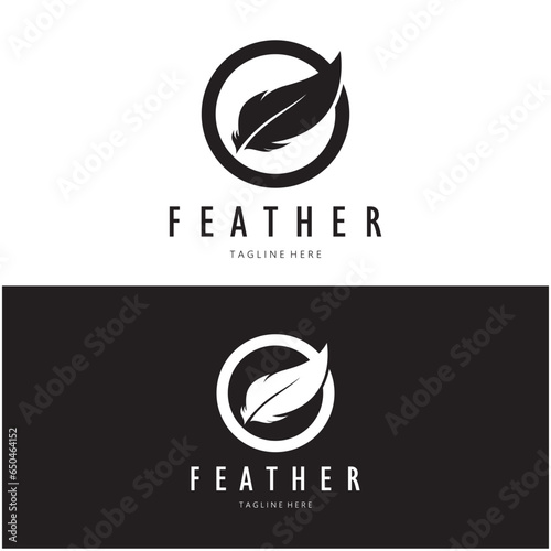 Feather logo, feather pen logo, law firm feather logo vector simple design