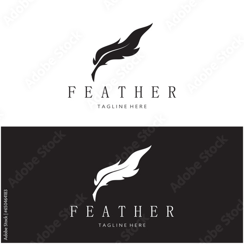 Feather logo, feather pen logo, law firm feather logo vector simple design