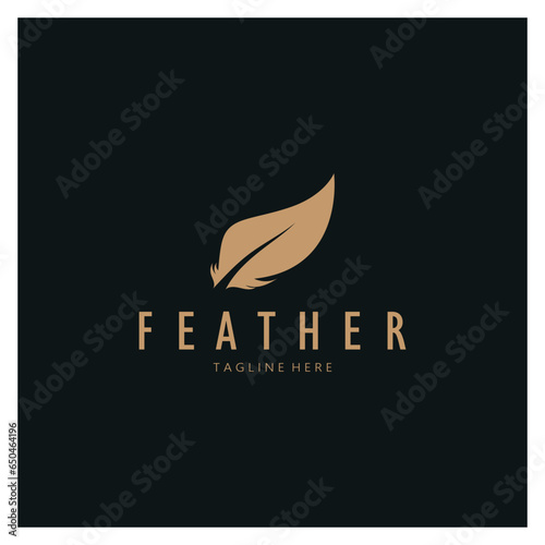 Feather logo, feather pen logo, law firm feather logo vector simple design