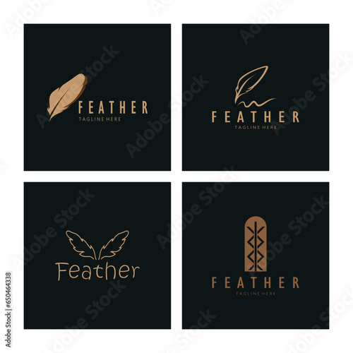 Feather logo, feather pen logo, law firm feather logo vector simple design
