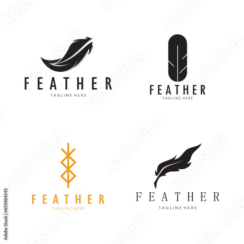 Feather logo, feather pen logo, law firm feather logo vector simple design
