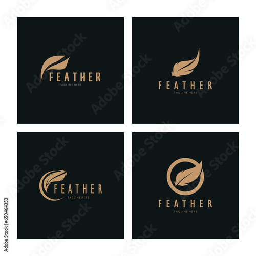 Feather logo, feather pen logo, law firm feather logo vector simple design