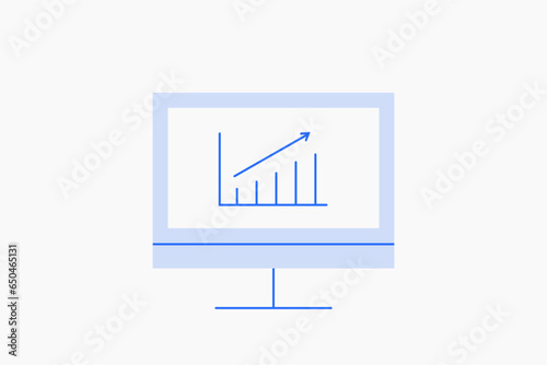 Geometric  statistic illustration in flat style design. Vector illustration.  Duotone blue.