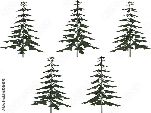 Vector sketch illustration of minimalist cartoon design of pine tree low poly for designer drawing
