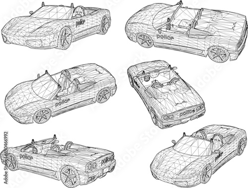 Vector sketch illustration of police car design