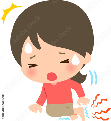 足がしびれて動けない女性