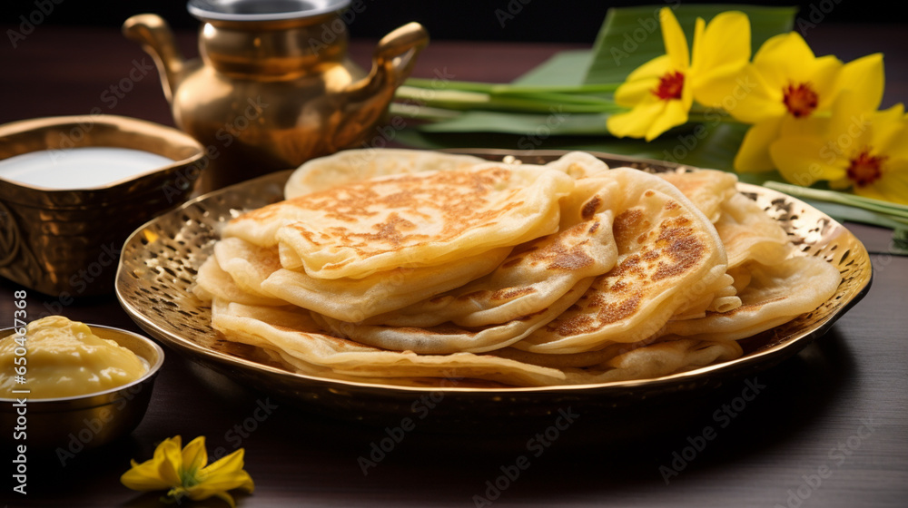 Flaky, golden roti canai, a Malaysian flatbread. Layers of thin, crispy ...