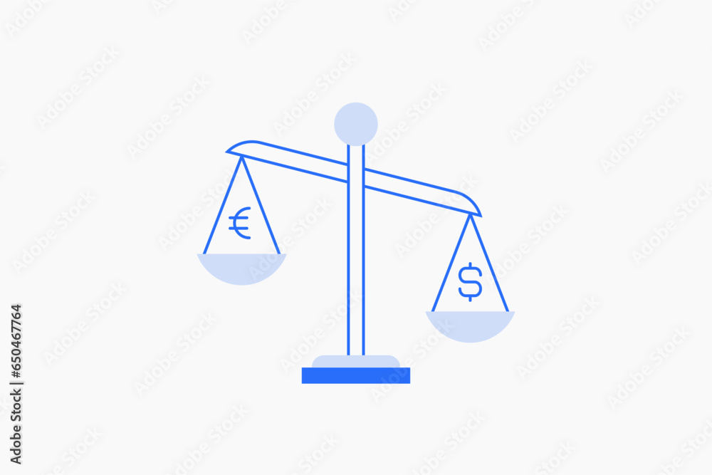 Geometric exchange currency illustration in flat style design. Vector illustration. Duotone blue. Geometric exchange currency illustration in flat style design. Vector illustration. Duotone blue.
