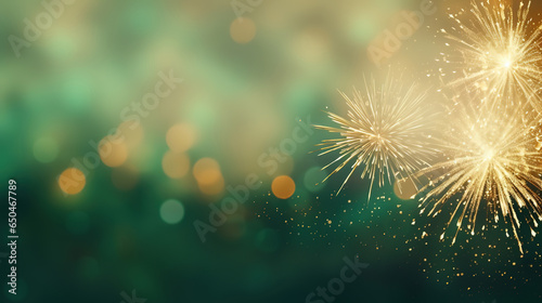 Green new year fireworks. Generative Ai