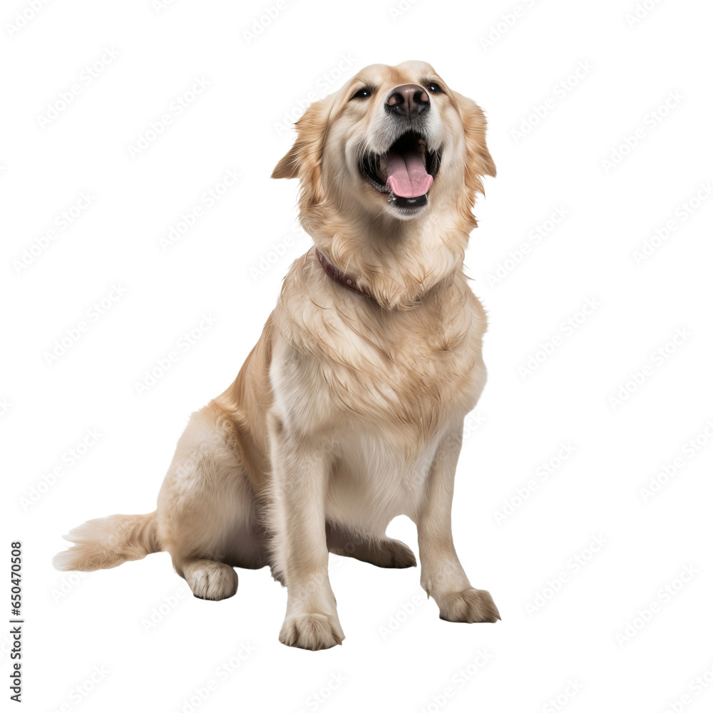 playful happy golden retriever dog isolated on transparent background