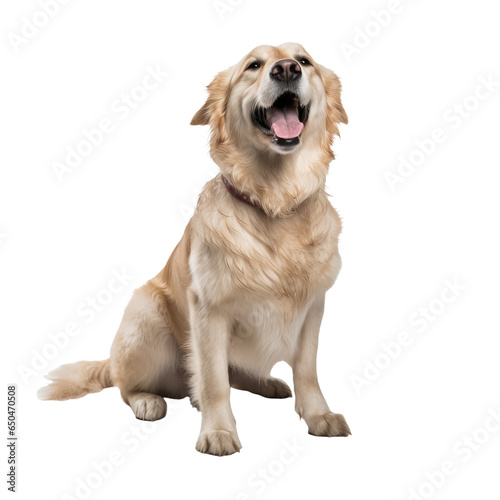 playful happy golden retriever dog isolated on transparent background