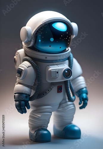 3d cute astronaut on neutral background