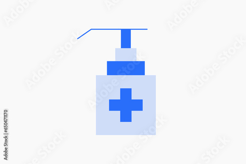 Geometric antiseptic illustration in flat style design. Vector illustration. Duotone blue.