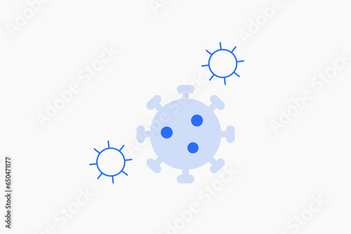 Geometric virus illustration in flat style design. Vector illustration. Duotone blue.