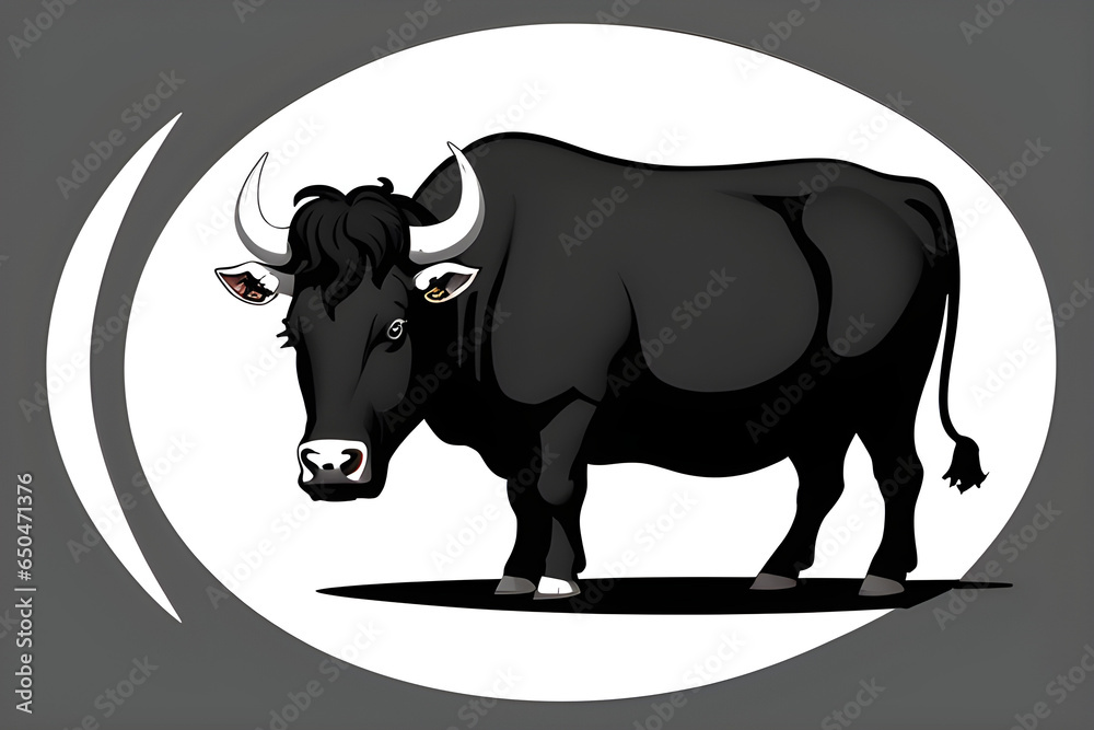 Spanish black bull with dangerous horns Spanish black bull with dangerous horns