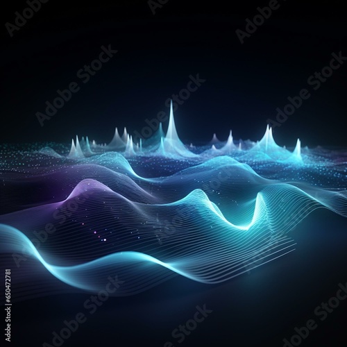 flowing data waves technology background wallpaper
