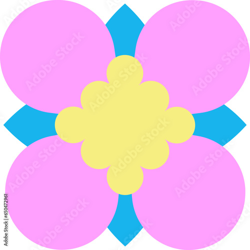 Light Blue & Pink Simple Geometric Flower Element © Peterdraw