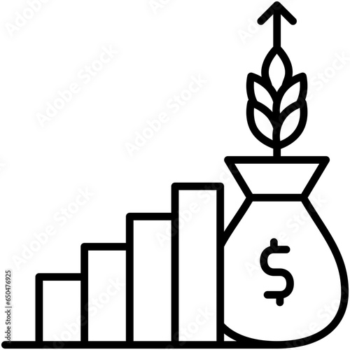 Crop Yield Icon. Harvest Increase Report Symbol Stock Illustration. Vector Line Icons For UI Web Design And Presentation
