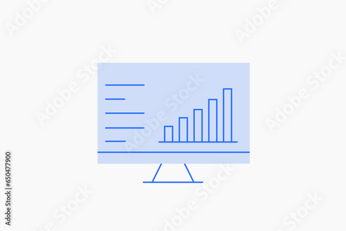 Geometric succes illustration in flat style design. Vector illustration. Duotone blue.