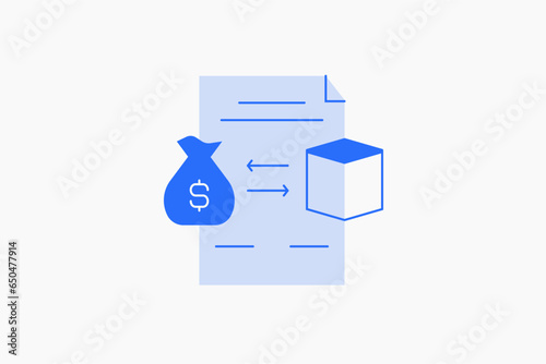 Geometric shipping rates illustration in flat style design. Vector illustration. Duotone blue.