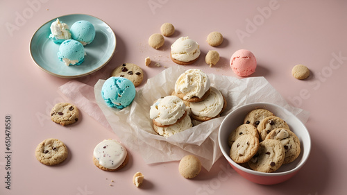 Ai generative photo still life of cookies and ice cream