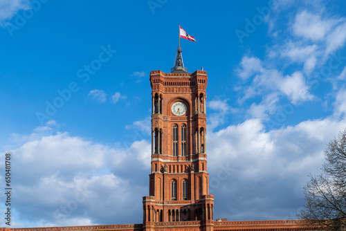 Berlin, Germany: April 19, 2022: Rotes Rathaus - red town hall - berlin city hall photo
