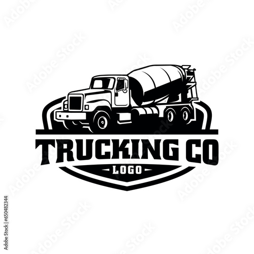 concrete mixer truck logo vector