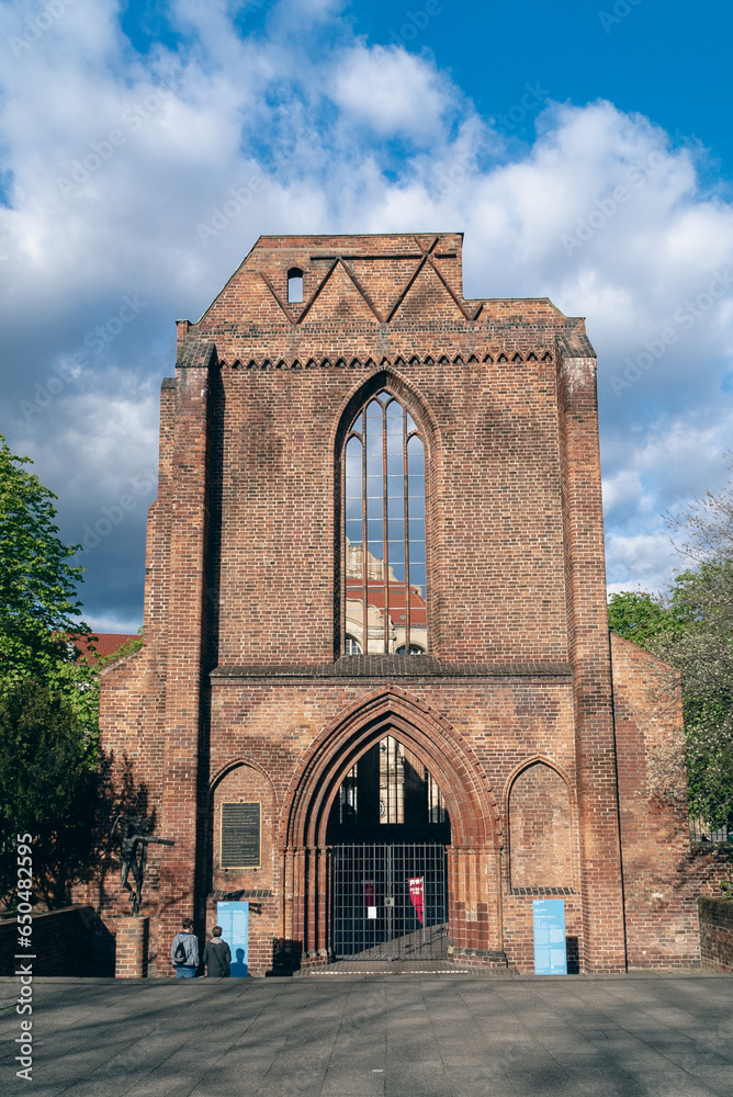 Berlin, Germany: April 19, 2022: Ruins cloister church franziskaner Klosterkirche second war
