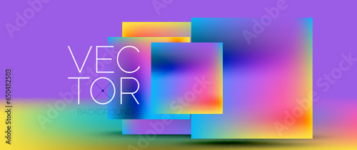 Sleek podium with abstract composition of squares, circles, and triangles, adorned with vibrant fluid gradients for wallpaper, banner, background, landing page, wall art, invitation, print, poster