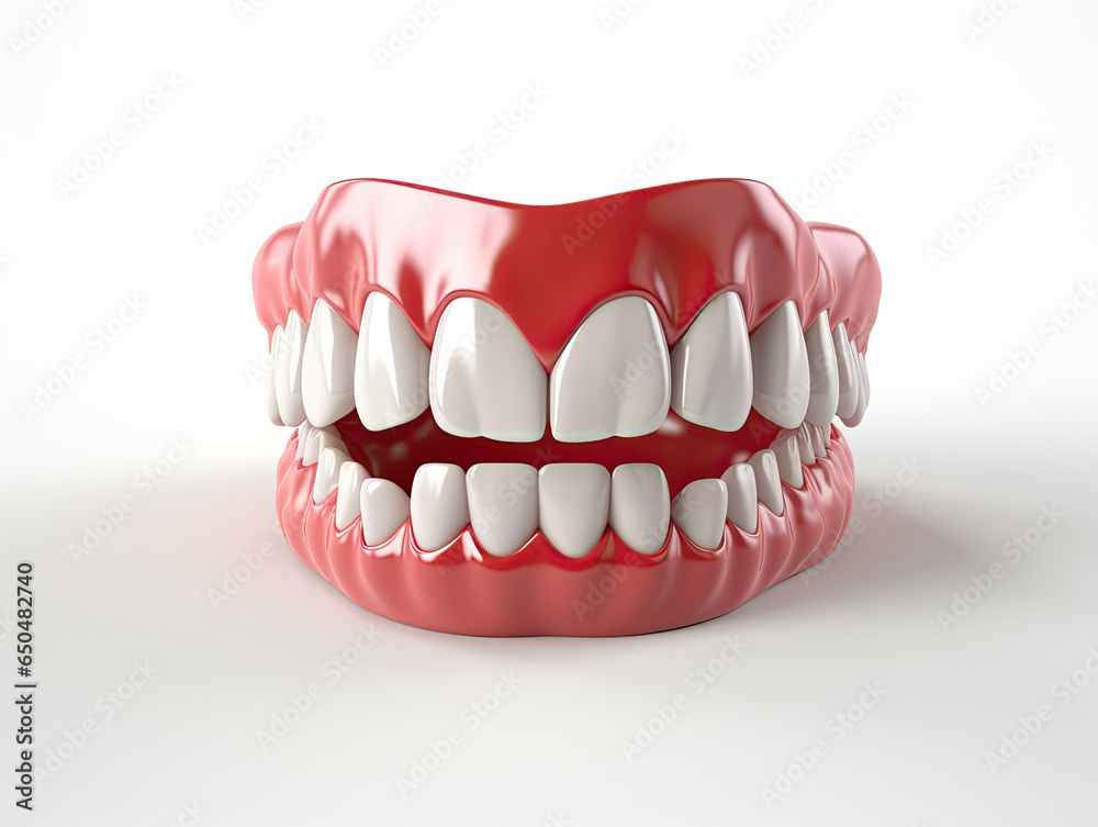 3d tooth with gums for dentist model isolated on white background created with Generative AI Technology 3d tooth with gums for dentist model isolated on white background created with Generative AI Technology