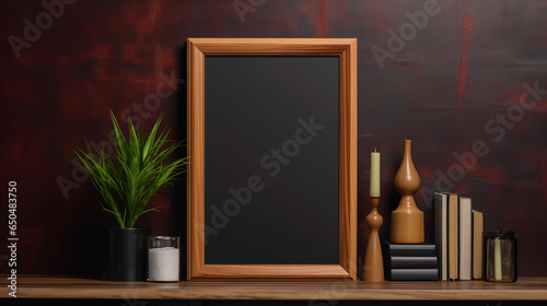 Classic Wood on Dark Panel Vertical Photo Frame Mockup