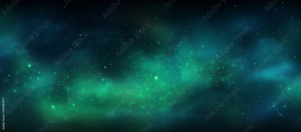 Green and blue abstract gradient sparkle background. Glow galaxy water texture, Generative AI 