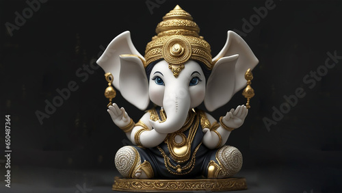 Illustration of Ganesha Aum Hindu wedding card Diwali India.