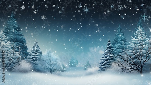 christmas background with winter landscape © Rax Qiu