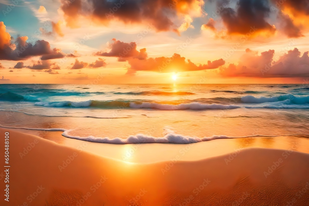 sunset on the beach generated by AI technology