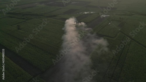 Aerial view of a farm burning in India photo