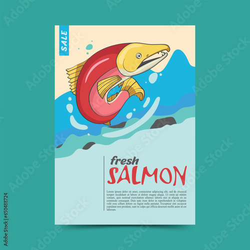 POSTER TEMPLATE DESIGN FRESH SALMON FISH