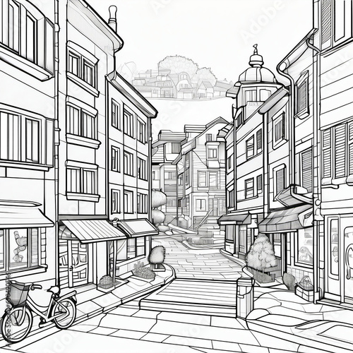 sketch of the street in the city