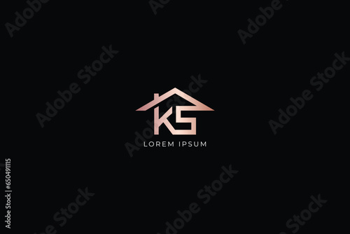 ks lettermark real state design business company design creative golden wordmark design typography illustration, ks home wordmark, sk logo