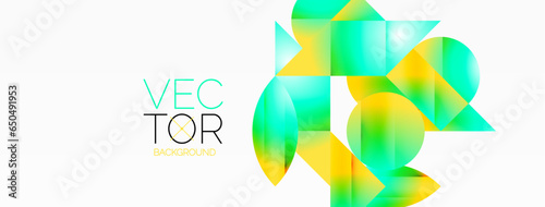 Serene gradient template. Circles and triangles mingle in minimalist perfection. Gentle fusion of forms and hues creates balanced yet captivating backdrop, embodying modern sophistication