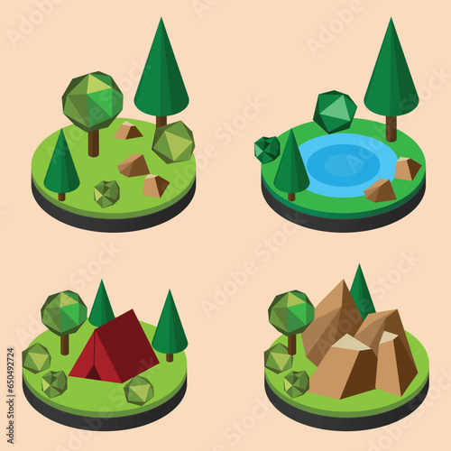 nature poly isometric vector illustration 3Dvector pro illustration photo