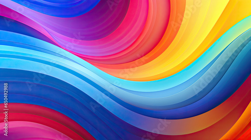 Rainbow gradient colorful flow curve wide line wallpaper created with Generative AI Technology
