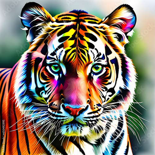 Majestic Tiger Depicted in Colored Pencil. Generative AI 