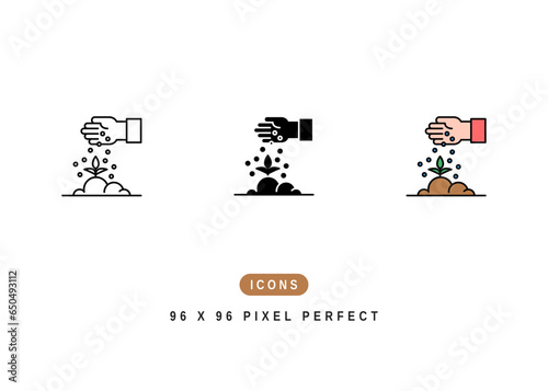 Plant Fertilizer Icon. Organic Soil Fertilizing Symbol Stock Illustration. Vector Line Icons For UI Web Design And Presentation