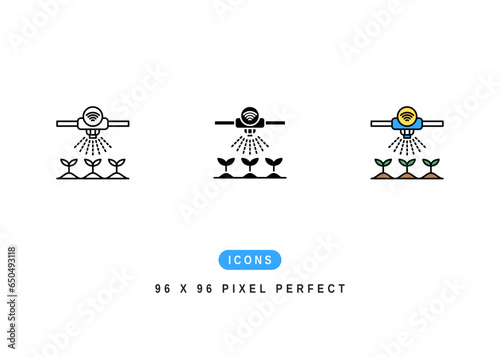 Irrigation Icon. Automatic Water System Symbol Stock Illustration. Vector Line Icons For UI Web Design And Presentation