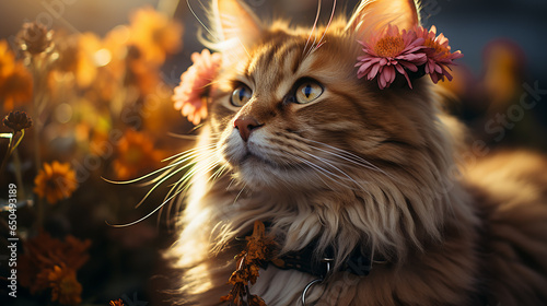 Beautiful cat picture, cute feline animal background image © iCexpert