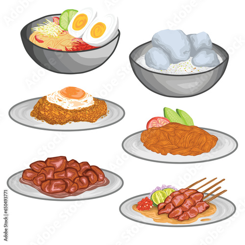 indonesian food set vector illustration