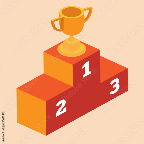 winner trophy isometric isometric vector illustration 3Dvector pro illustration